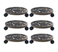 Festnight Chariots pour Plantes Support Plante à roulettes 6 pcs Bronze 30 cm Plastique