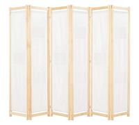 Festnight Cloison de Séparation Paravent Pliable 6 Panneaux Crème 240 x 170 x 4 cm Tissu