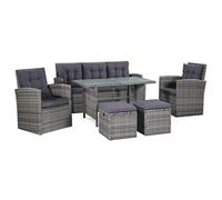 Festnight Ensemble de canapé de Jardin 18 pcs Salon de Jardin Résine Tressée Gris et Gris foncé