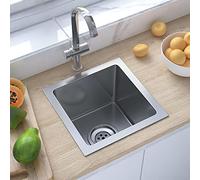 Festnight Evier Cuisine, Évier en INOX,evier Cuisine 1 bac,evier INOX 1 bac, avec Crépine Evier Encastré Evier Rectangulaire-30 x 30 x 20 cm-Argent