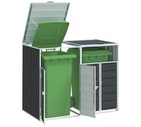 Festnight Habillage de Poubelle en Acier pour 2 poubelles Cache Poubelle Exterieur Rangement de poubelles de Jardin Hangar à poubelles-Anthracite-2 poubelles