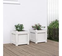 Festnight Jardinière Bois Extérieur jardinieres Exterieur Bac a Fleur Bois Carré Potager en Bois Bac Potager Surélevé Potager pour Cultiver Fleurs Herbes Plantes-Pin blanc-31x31x31 cm-2 pcs