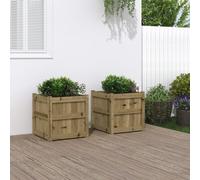 Festnight Jardinière Bois Extérieur Jardinieres Exterieur Bac a Fleur Bois Jardinière en Bois pour Pots de Fleurs Jardin terrasse-Naturel impregné-50 x 50 x 50 cm /2 pcs