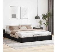 Festnight Lit 160 x 200 avec sommier et Rangement Lit Coffre 140x200 avec Rangement Lits pour Adulte avec Rangement sous Le lit Ottoman Gas Lift Cadre de lit-Noir-160 x 200 cm