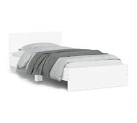 Festnight Lit en Bois 100x200 Cadre de lit LED avec tête de lit Lit 1 Personnes Lits pour Adulte lit de Chambre à coucher-Blanc-100 x 200 cm