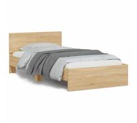 Festnight Lit en Bois 100x200 Cadre de lit LED avec tête de lit Lit 1 Personnes Lits pour Adulte lit de Chambre à Coucher-Chêne sonoma-100 x 200 cm