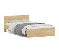 Festnight Lit en Bois 120x190 Cadre de lit LED avec tête de lit Lit 1 Personnes Lits pour Adulte lit de Chambre à Coucher-Chêne sonoma-120 x 190 cm