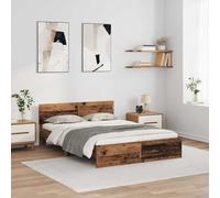 Festnight Lit en Bois 120x190 Cadre de lit LED avec tête de lit Lit 1 Personnes Lits pour Adulte lit de Chambre à Coucher-Bois ancien-120 x 190 cm