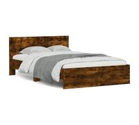 Festnight Lit en Bois 120x190 Cadre de lit LED avec tête de lit Lit 1 Personnes Lits pour Adulte lit de Chambre à Coucher-Chêne fumé-120 x 190 cm