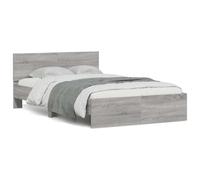 Festnight Lit en Bois 120x200 Cadre de lit LED avec tête de lit Lit 1 Personnes Lits pour Adulte lit de Chambre à Coucher-Sonoma gris-120 x 200 cm