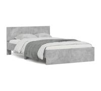 Festnight Lit en Bois 135x190 Cadre de lit LED avec tête de lit Lit 2 Personnes Lits pour Adulte lit de Chambre à Coucher-Gris béton-135 x 190 cm