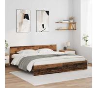Festnight Lit en Bois 180x200 Cadre de lit LED avec tête de lit Lit 2 Personnes Lits pour Adulte lit de Chambre à Coucher-Bois ancien-180 x 200 cm