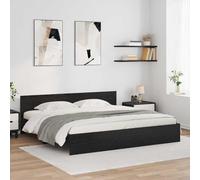 Festnight Lit en Bois 200x200 Cadre de lit LED avec tête de lit Lit 2 Personnes Lits pour Adulte lit de Chambre à Coucher-Chêne noir-200 x 200 cm