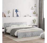 Festnight Lit en Bois 200x200 Cadre de lit LED avec tête de lit Lit 2 Personnes Lits pour Adulte lit de Chambre à Coucher-Gris béton-200 x 200 cm