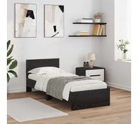 Festnight Lit en Bois 75x190 Cadre de lit LED avec tête de lit Lit 1 Personnes Lits pour Adulte lit de Chambre à Coucher-Chêne noir-75 x 190 cm