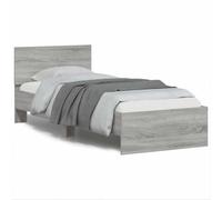Festnight Lit en Bois 90x190 Cadre de lit LED avec tête de lit Lit 1 Personnes Lits pour Adulte lit de Chambre à Coucher-Sonoma gris-90 x 190 cm