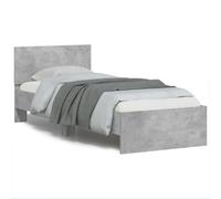 Festnight Lit en Bois 90x200 Cadre de lit LED avec tête de lit Lit 1 Personnes Lits pour Adulte lit de Chambre à Coucher-Gris béton-90 x 200 cm