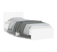 Festnight Lit en Bois 90x200 Cadre de lit LED avec tête de lit Lit 1 Personnes Lits pour Adulte lit de Chambre à coucher-Blanc-90 x 200 cm