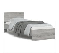 Festnight Lit en Bois 90x200 Cadre de lit LED avec tête de lit Lit 1 Personnes Lits pour Adulte lit de Chambre à Coucher-Sonoma gris-90 x 200 cm