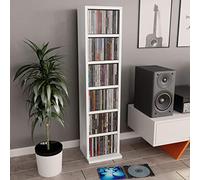 Festnight Meuble CD Etagères de Rangement pour CD et DVD Meuble de Rangement Blanc 21 x 16 x 88 cm Aggloméré
