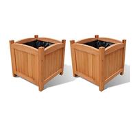 Festnight Pot de Fleur Exterieur Grande Taille Pot de Fleurs de Jardin en Bois 2 bacs Bois Massif