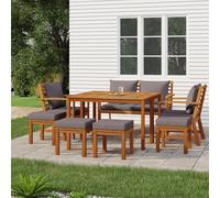 Festnight Salon de jardin en bois Salon d'angle Salon en L Set Outdoor