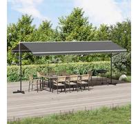 Festnight Store Banne Autoportant Double 4x3 m,Structure autoportante Double Pente à Manivelle pour Terrasse et Jardin-Gris-6 x 3 m