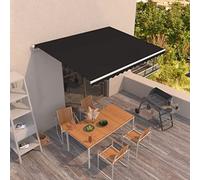Festnight Store Banne Manuel 4x3,5 Auvent de terrasse Auvent Rétractable à Bras Repliable Store Balcon pour Resto,Café -Anthracite-400 x 350 cm