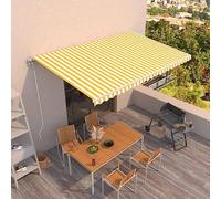 Festnight Store Banne Motorisé 5x3 Store banne Electrique avec Télécommande Auvent Rétractable à Bras Repliable pour Balcons Terrasse et Jardin-Jaune et blanc-500 x 300 cm
