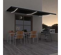 Festnight Store banne Motorisé 6 x 3m Store banne Aluminium avec LED Intégré Auvent de Terrasse Rétractable aux UV/Vent/Eau pour Patio Balcon-Anthracite-600 x 300 cm