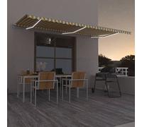 Festnight Store banne Motorisé 6X 3,5m Store banne Aluminium avec LED Intégré Auvent de Terrasse Rétractable aux UV/Vent/Eau pour Patio Balcon-Jaune et blanc-600 x 350 cm