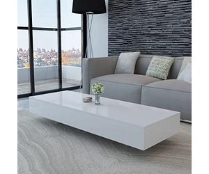 Festnight Table Basse Haute Brillance Blanc