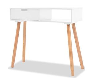 Festnight Table Console Table d'Appoint Table d'Extrémité Bois de Pin Massif pour Décor de Salon 80 x 30 x 72 cm Blanc et marron