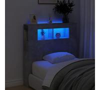 Festnight Tete de lit 100 cm Tete de lit LED Tête de lit 100 avec Rangement Têtes de lit pour Adulte Armoire de Tête de Lit Murale Meuble de Chambre à Coucher-Gris béton-100 x 103.5 cm
