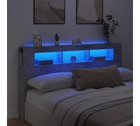 Festnight Tête de lit LED Tête de lit avec Rangement têtes de lit pour Adulte Bois Rangement Bois d'ingénierie-Gris béton-180 x 103.5 cm