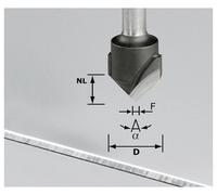 Fraise à rainurer en V HW avec queue de 8mm FESTOOL HW S8 D18-90° (Alu) - 491444