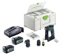 Festool CXS 18-Basic-Set Perceuse-visseuse sans fil 18 V 40 Nm Brushless + 2x batterie 5,0 Ah + chargeur + Systainer