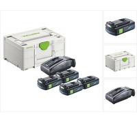 Festool Energie Set 4x BP 18 Li 3,0 C batterie 18 V 3,0 Ah / 3000 mAh Li-Ion ( 4x 577658 ) + chargeur TCL 6 ( 201135 ) + Systainer