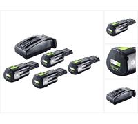Festool Energie Set 4x BP 18 Li 3,0 Ergo I Batterie 18 V 3,0 Ah / 3000 mAh Li-Ion ( 4x 577704 ) + chargeur TCL 6 ( 201135 )