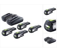 Festool Energie Set 4x BP 18 Li 3,0 Ergo I Batterie 18 V 3,0 Ah / 3000 mAh Li-Ion ( 4x 577704 ) + TCL 6 DUO chargeur double ( 577017 )