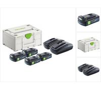 Festool Energy Set 4x BP 18 Li 3.0 C Batterie 18 V 3.0 Ah / 3000 mAh Li-Ion ( 4x 577658 ) + TCL 6 DUO Doppel Ladegert ( 577017 ) + Systainer