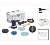 Festool ETS 150/5 EQ-Plus Ponceuse excentrique 310 W 150 mm + 150x disque de ponçage + 2x Protection Pad + plateau de ponçage+ Interface Pad + systainer