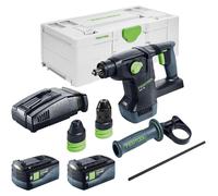 Festool KHC 18 EB-Basic Marteau combiné sans fil 18 V 2,6 J SDS-Plus Brushless + 2x batterie 5,0 Ah + chargeur rapide + Systainer