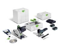 Festool Kit Combo Scie Plongeante TSC 55 K & Scie Sauteuse PSC 420 | Kit sans fil 18 V avec 2 batteries 5,0 Ah, chargeur double et SYS-ToolBox TB M 137