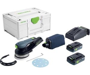 Festool Ponceuse Excentrique sans Fil ETSC 2 125 I-Plus Set | Ponceuse orbitale hybride 125 mm - 2 batteries 18 V 4,0 Ah - chargeur - Systainer inclus