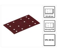 Festool STF 80x133 RU2/50 Bande abrasive Rubin 2 P150 80 x 133 mm 200 pces ( 4x 499051 ) pour ponceuse à glissement RTS 400, RTSC 400, RS 400, RS 4, LS 130