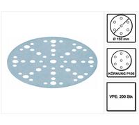 Festool STF D150/48 Disques abrasifs Granat P100 150 mm - pour RO 150, ES 150, ETS 150, ETS EC 150, LEX 150, WTS 150, HSK-D 150 - 200 pcs. ( 2x 575163 )
