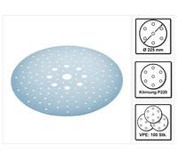 Festool STF D225/128 Disques abrasifs Granat P220 - 225 mm pour ponçeuse à bras PLANEX - 100 pcs. (205662)