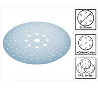 Festool STF D225/128 P80 GR/25 Disque abrasif P80 225 mm 50 pcs ( 2x 205655 ) pour ponceuse à long col PLANEX LHS 2 225 EQ(I), PLANEX 225 EQ, PLANEX LHS-E 225 easy