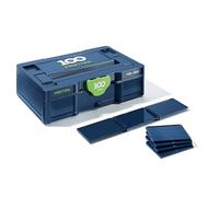 Festool Systainer³ SYS3 S 76 - Boîte de Rangement 100 Ans | Edition anniversaire 100 ans 1925-2025 - Systainer³ bleu foncé avec cloisons modulaires incluses